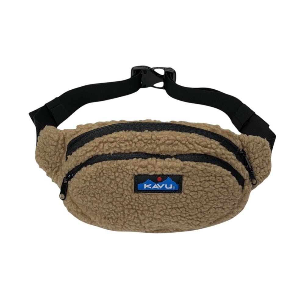 Kavu Spectator Sherpa Fleece Belt Bag Crossbody Hip Pack Fuzzy Tan Brown